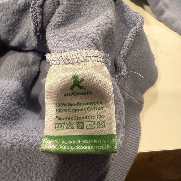 Ampelmann Kids Gray Hoodie with Pink Girl Logo Kangaroo Pocket Organic Cotton - Picture 7 of 7